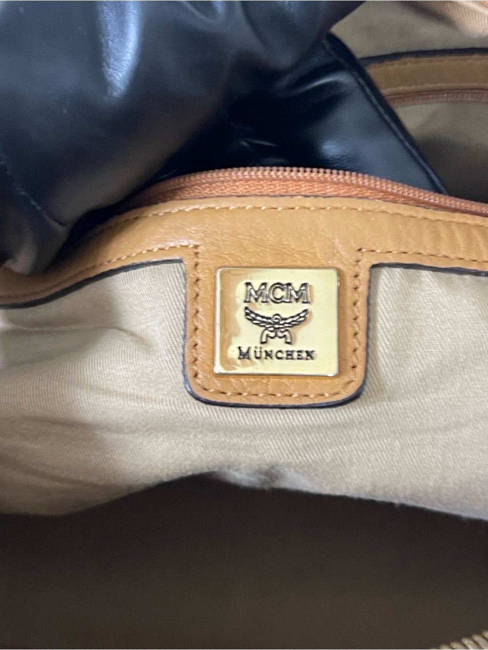 MCM Cognac Visetos Monogram Barrel Tote/Satchel Bag - Picture 14 of 15